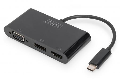 USB-C™ 3’ü 1 Arada Üçlü Ekran Adaptörü (HDMI, DP, VGA)